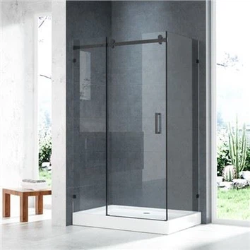 Cabina de ducha corrediza rectangular con rieles de acero inoxidable