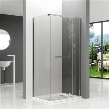 Mampara de ducha rectangular con bisagras pivotantes