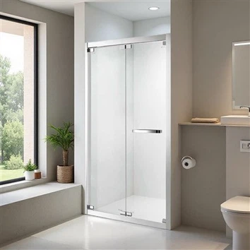 Puerta de ducha plegable con marco plateado de acero inoxidable